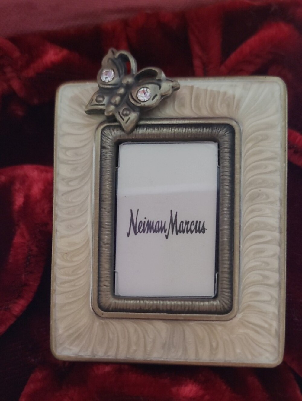 Neiman Marcus Red & Gold Ornate Round Mini Frame - Picture 5 of 8